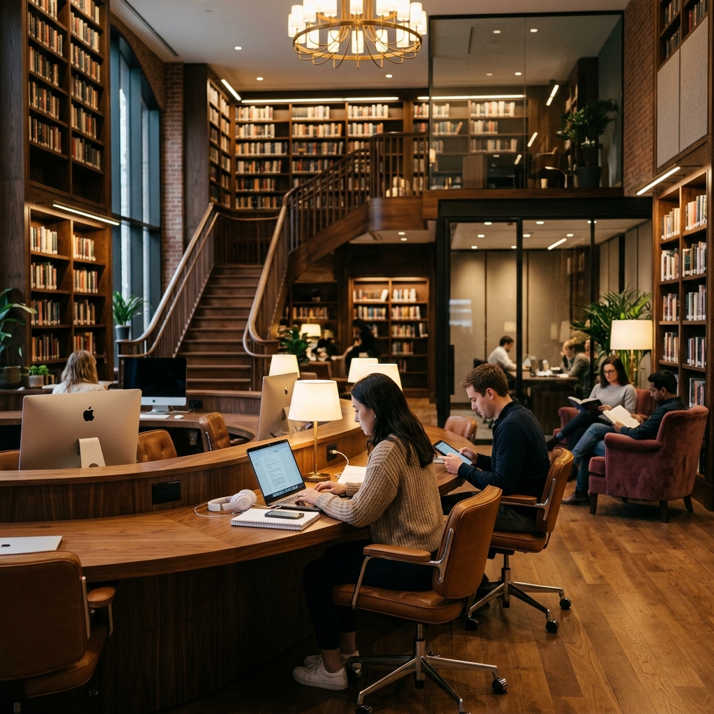 Interior of Vedaalay Library - A modern knowledge sanctuary